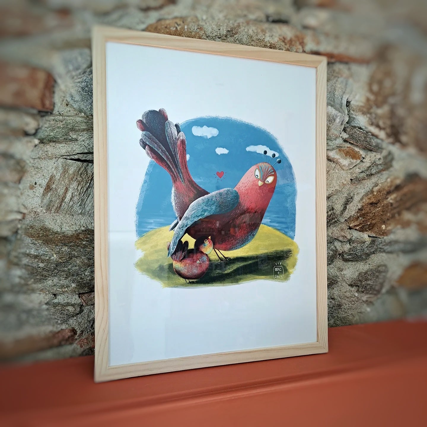 Tirage d'art "Les oiseaux" 100% coton A4