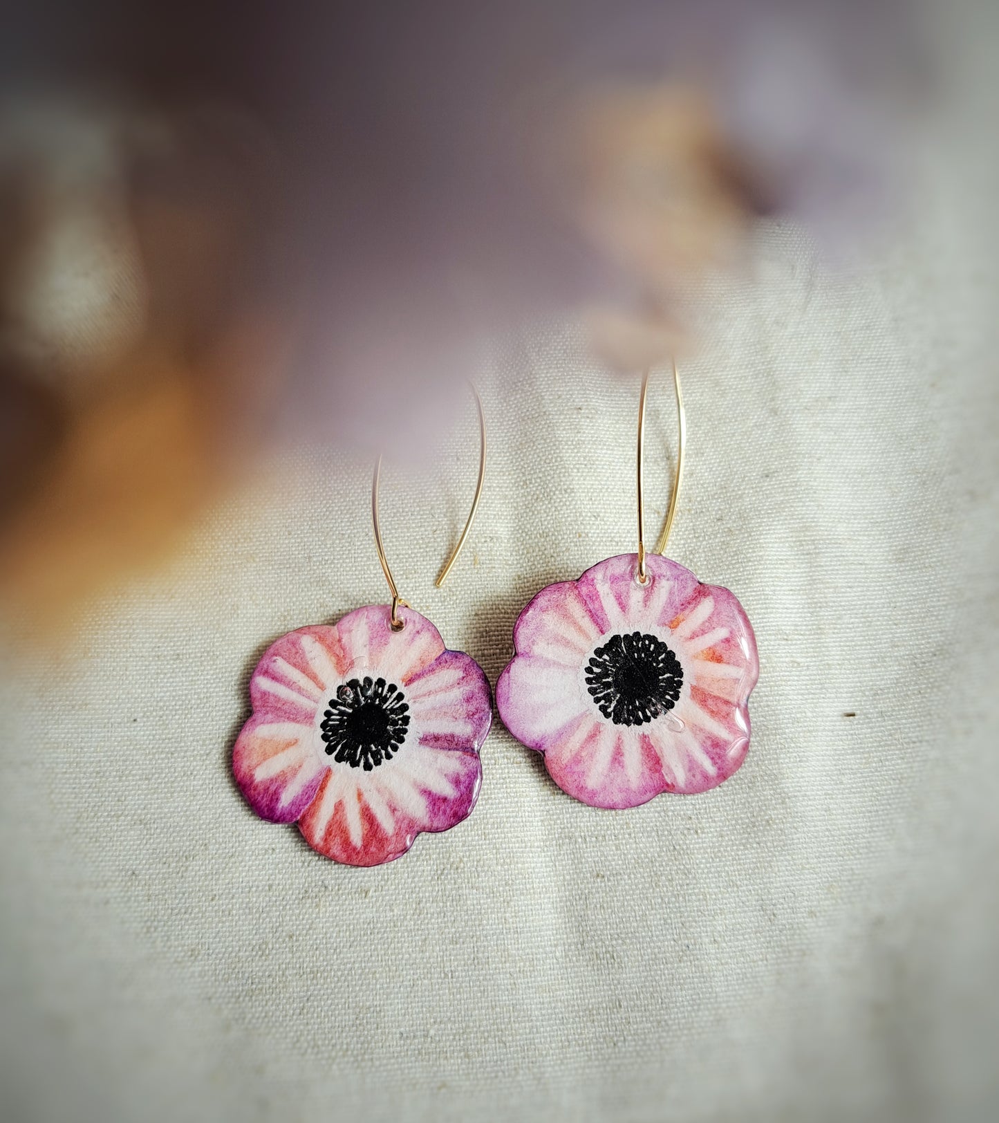 Boucles d'oreilles "ARTY" rose lilas aquarelle - plaqué or 18k - MINI DÉFAUT 🩷