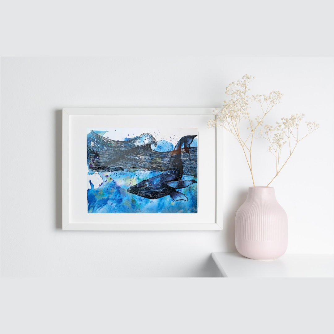 Tirage d'art "La baleine" 100% coton A4