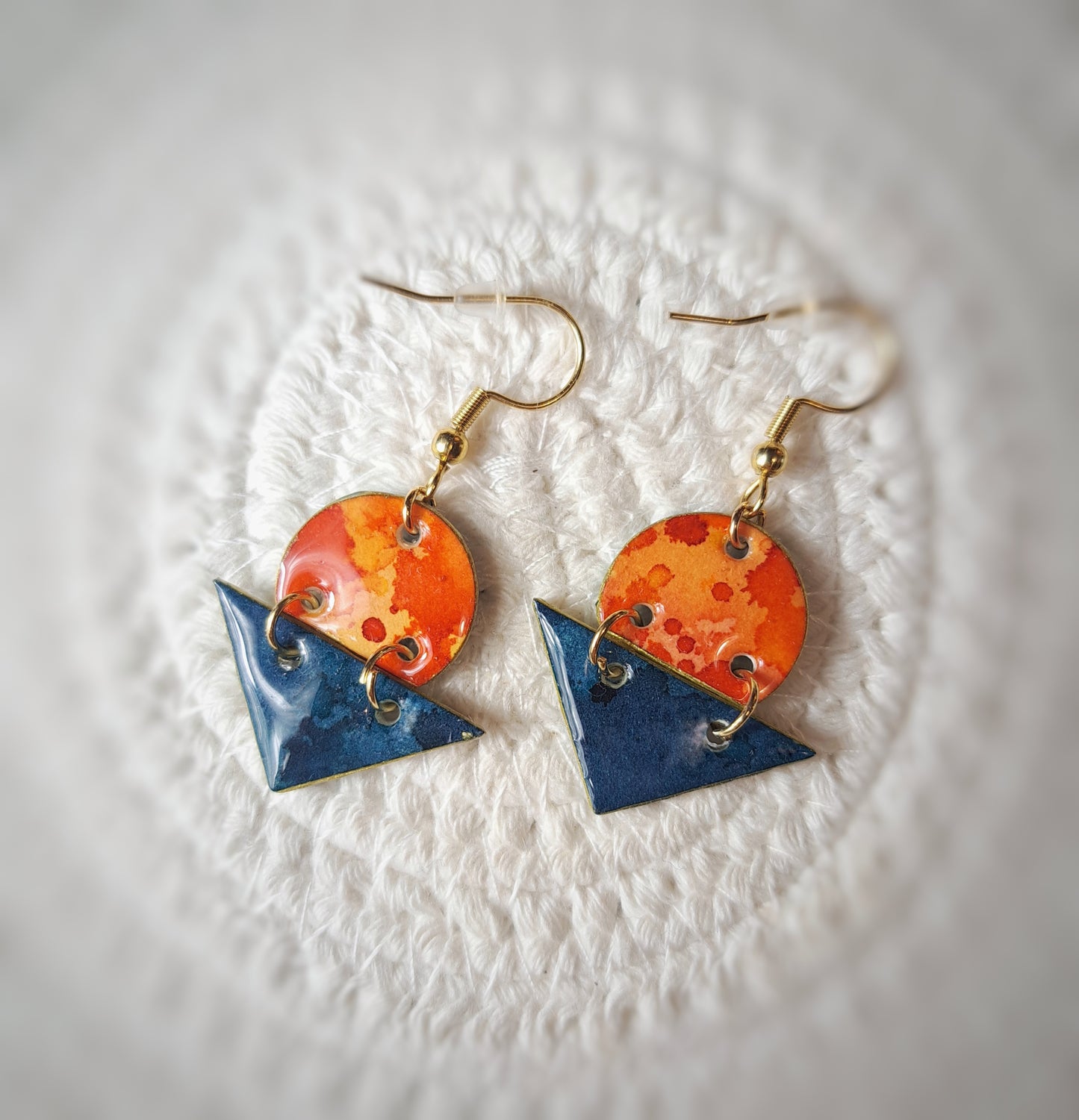 Boucles collection Ethnik - turquoise indigo aquarelle or - plaqué or 18k