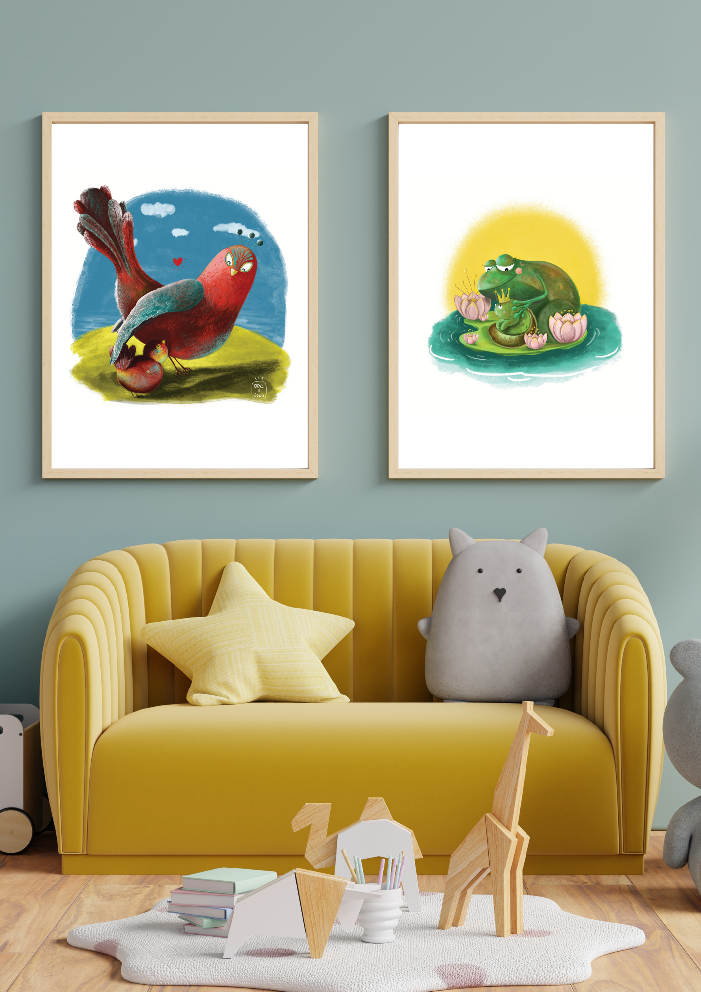 Tirage d'art "Les oiseaux" 100% coton A4
