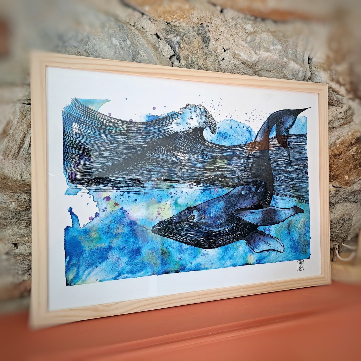 Tirage d'art "La baleine" 100% coton A4