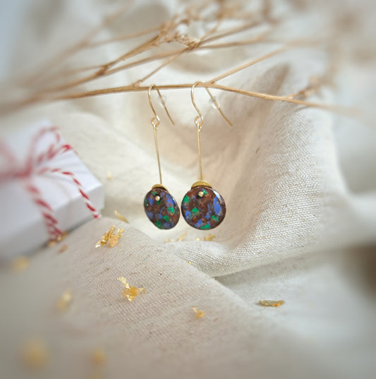 Boucles d'oreilles minimalistes "Namata" pastel gras menthe chocolat bleu outremer or- plaqué or 18k