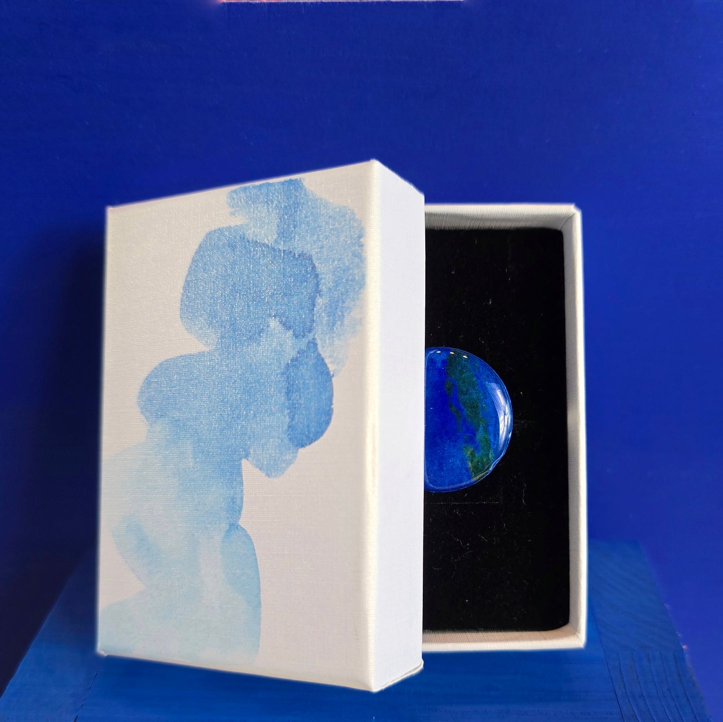 Bague réglable "Empreinte", bleu outremer - Aquarelle