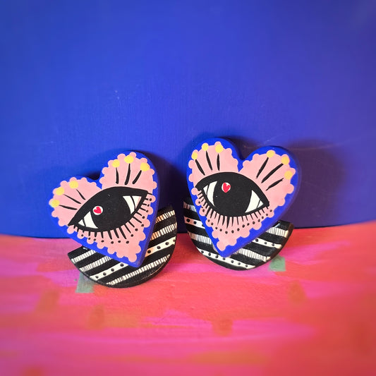 Boucles d'oreilles "eye" rose