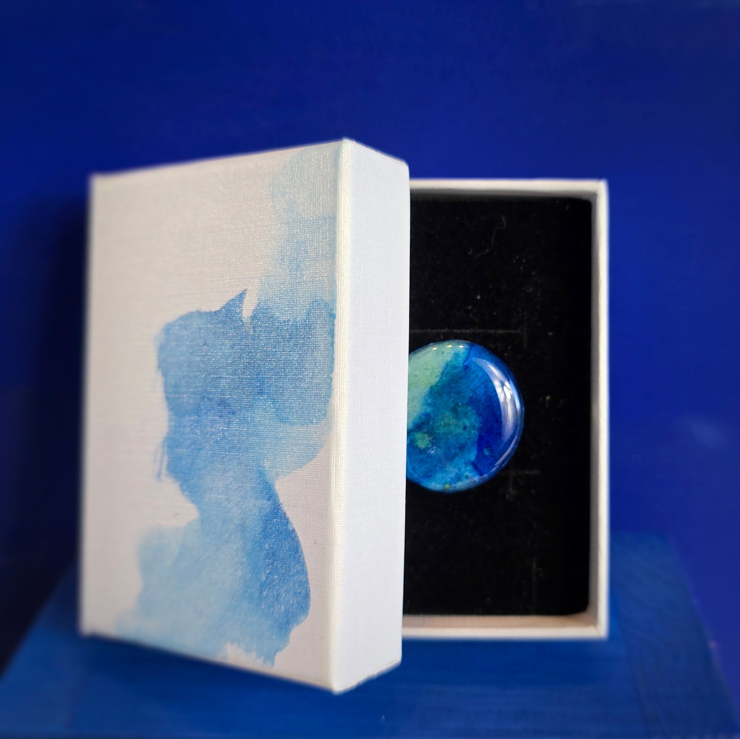 Bague réglable "Ocean" , bleu, vert d'eau - Aquarelle