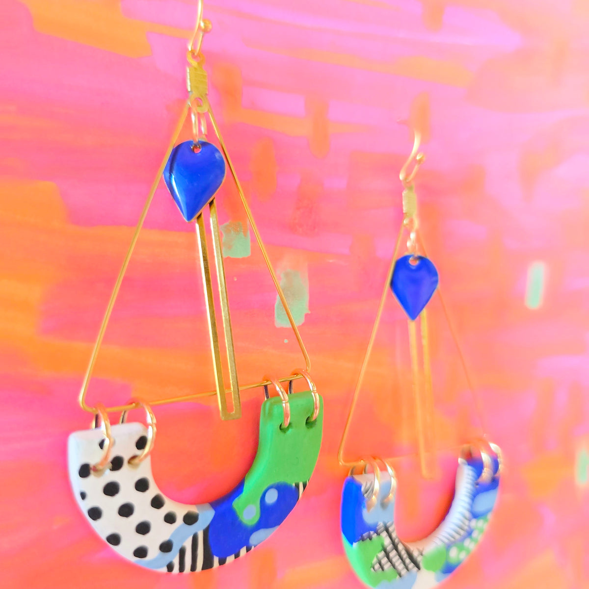 Boucles d'oreilles pendantes bleu vert