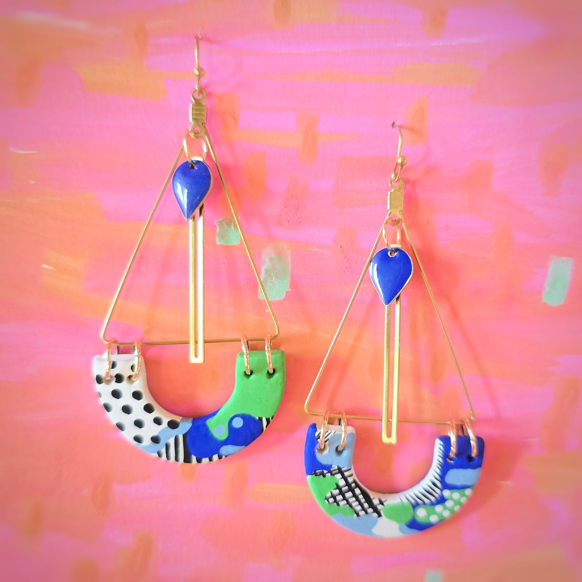 Boucles d'oreilles pendantes bleu vert