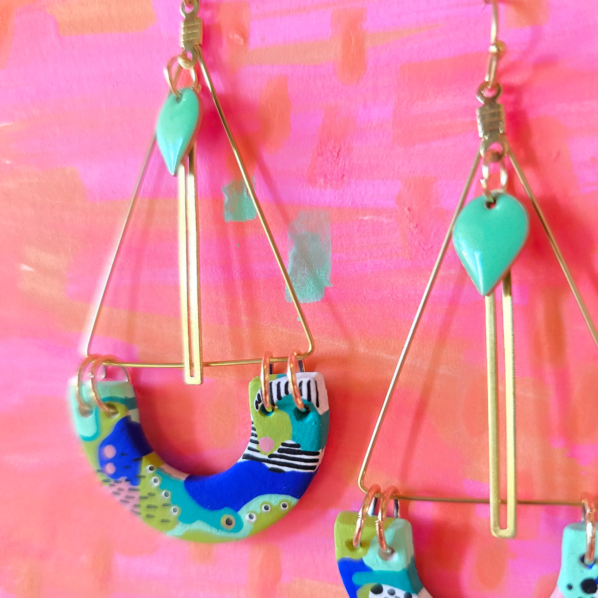 Boucles d'oreilles pendantes verte d'eau