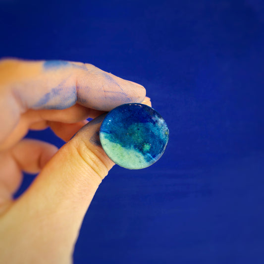 Bague réglable "Ocean" , bleu, vert d'eau - Aquarelle