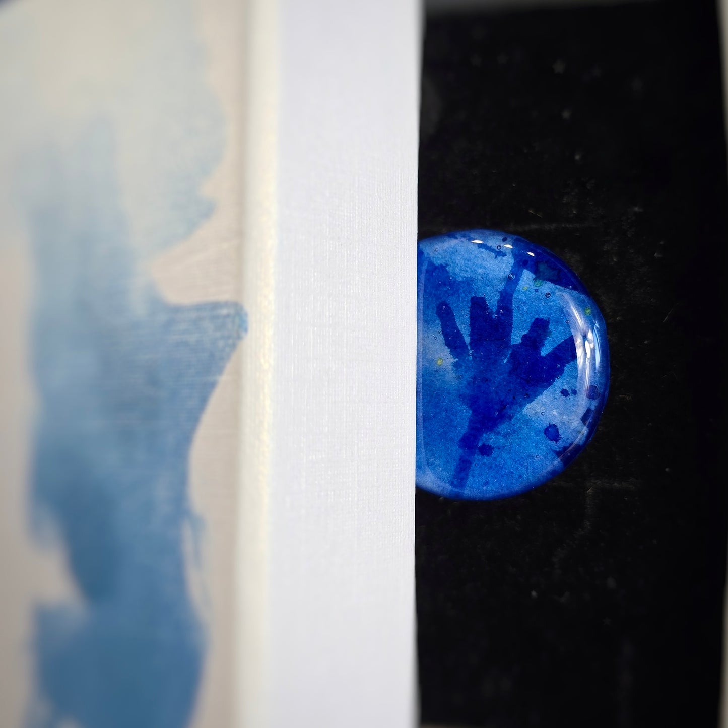 Bague réglable "Empreinte", bleu outremer - Aquarelle